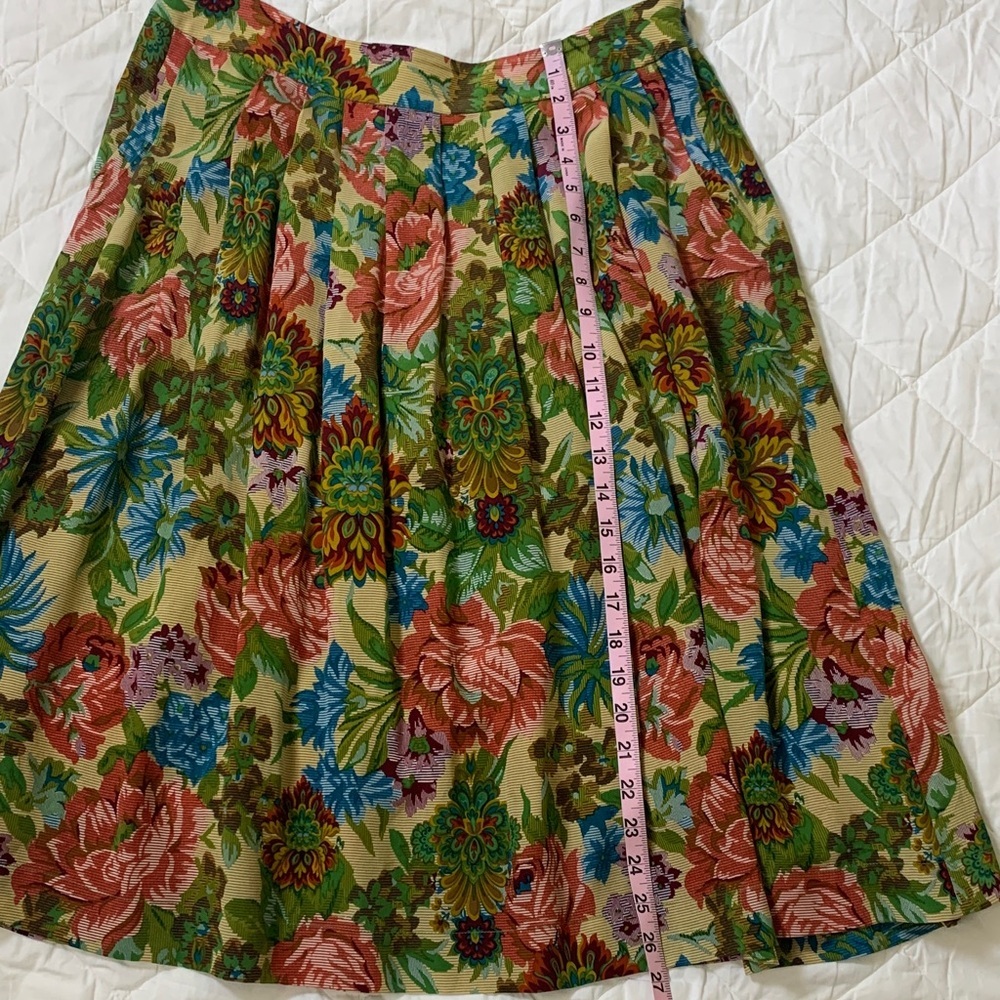 Anthropologie Postella Silk Midi Skirt Floral Pleated Women’s Size M Pink Blue - Picture 9 of 9